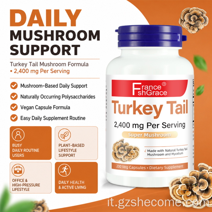 Shecome Turkey Tail capsule 2400mg Supporta la salute immunitaria